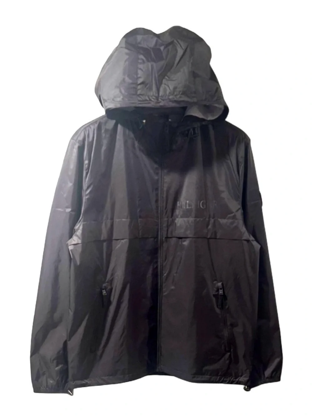 Tommy Hilfiger Black Hooded Rain Jacket/Windbreaker Size Men’s Large (NWT)